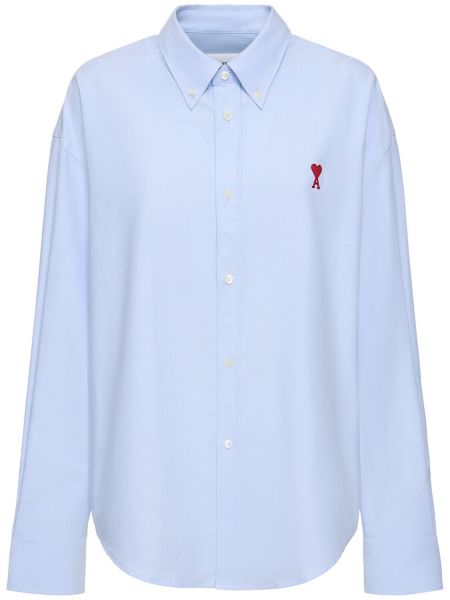 Camisa de algodón Ami Paris azul