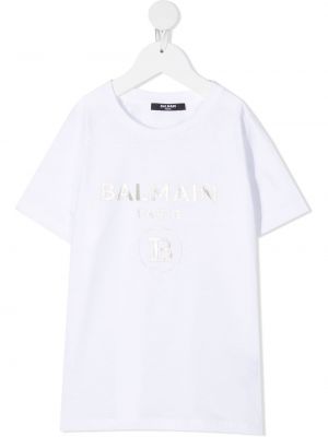 Printti t-paita tytöille Balmain Kids valkoinen