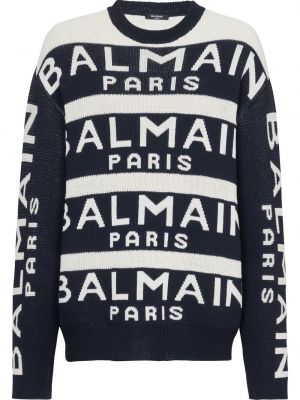 Плетен пуловер с принт Balmain