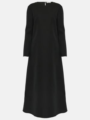 Hedvábné vlněné dlouhé šaty The Row černé