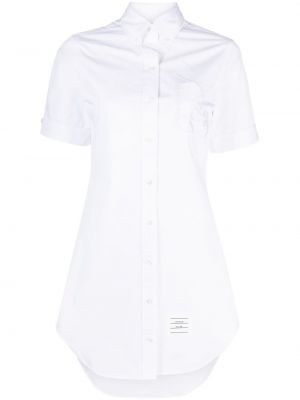 Bavlněné saténové košilové šaty Thom Browne - bílá