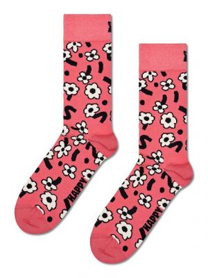 Virágos zokni Happy Socks rózsaszín