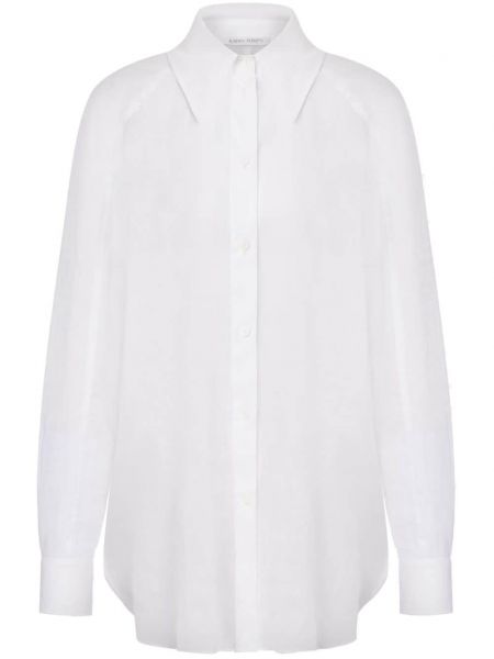 Priehľadná bavlnená košeľa Alberta Ferretti biela