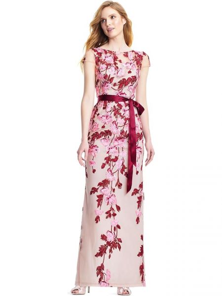 Длинное платье с вышивкой в цветочек Adrianna Papell