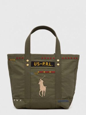 Pamučna torbica Polo Ralph Lauren zelena