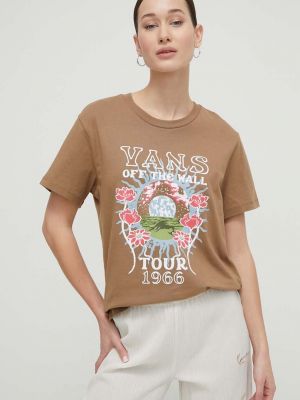 Koszulka bawełniana Vans brązowa