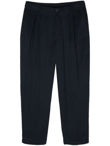 Ravne hlače s karirastim vzorcem Giorgio Armani modra
