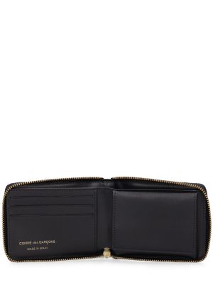 Кожено портмоне на точки с принт Comme Des Garçons Wallet черно
