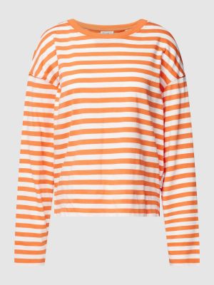 Bluzka w paski z długim rękawem relaxed fit Marc O'polo Denim pomarańczowa