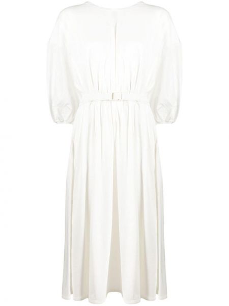 Βαμβακερή μίντι φόρεμα Moncler λευκό