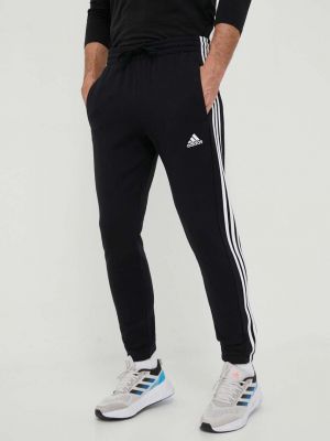 Csíkos pamut sport nadrág Adidas fekete