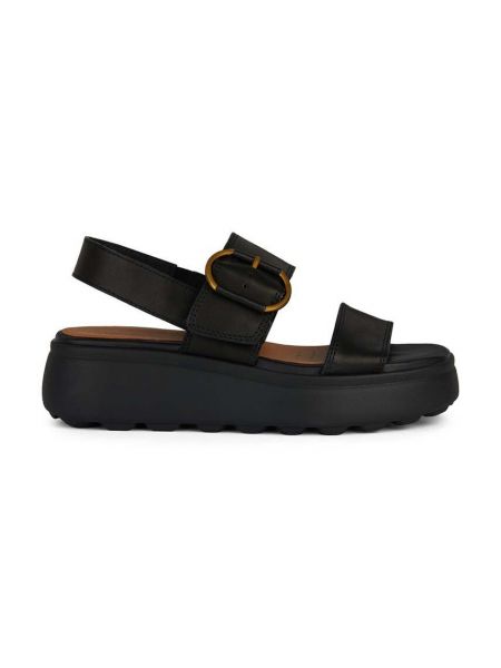 Kožne sandale s platformom Geox crna