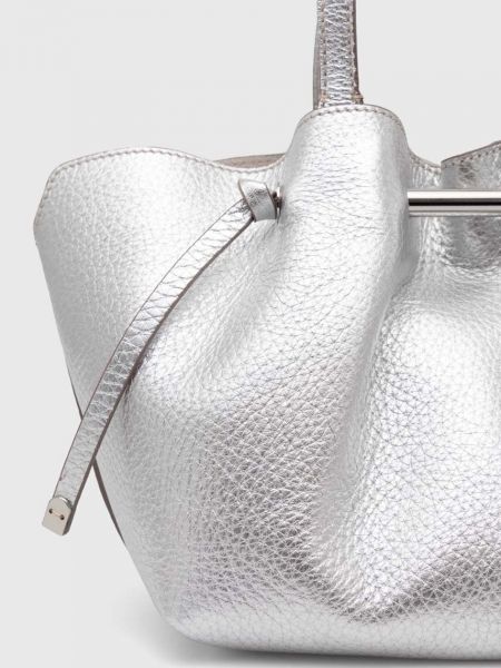Kožená kabelka Gianni Chiarini stříbrná