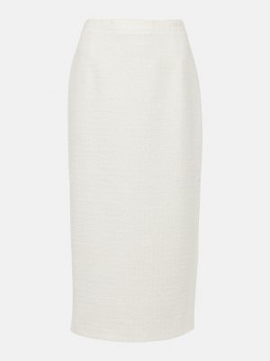 Твидовая клетчатая юбка-карандаш Alessandra Rich белая