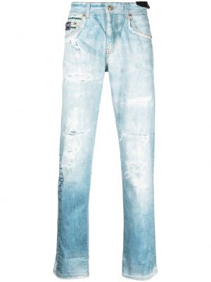 Pantaloni cu picior drept Versace Jeans Couture albastru