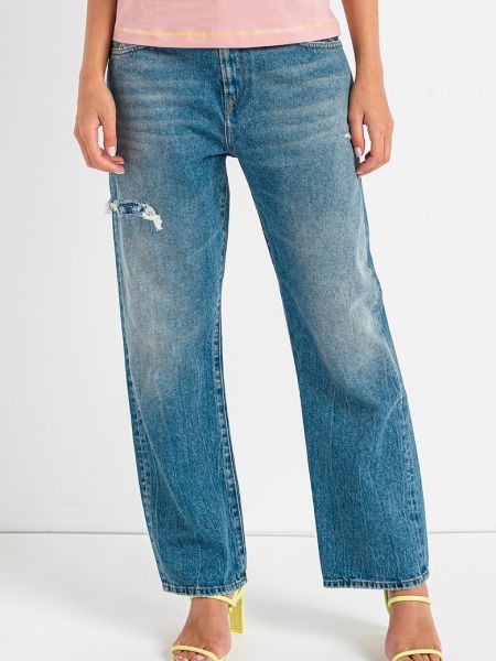 Прямые джинсы с потертостями Diesel синие