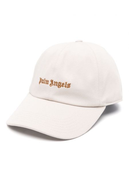 Casquette brodé en coton Palm Angels beige