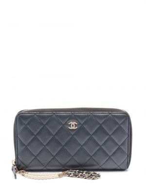Pikowany portfel na zamek Chanel Pre-owned czarny