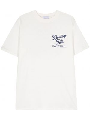 Bavlnené tričko s potlačou Family First biela