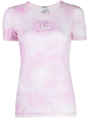 Памучна тениска Chanel Pre-owned розово
