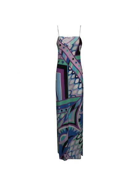 Jedwabna sukienka długa w abstrakcyjne wzory Emilio Pucci