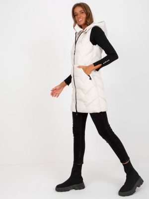 Hosszú mellény Fashionhunters - Bézs