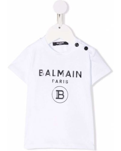 Rund hals t-skjorte for jenter Balmain Kids hvit