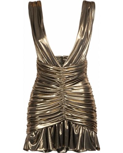 Viskózové mini šaty Saint Laurent zlaté