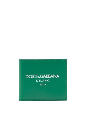Raštuotas iš natūralios odos piniginė Dolce & Gabbana žalia