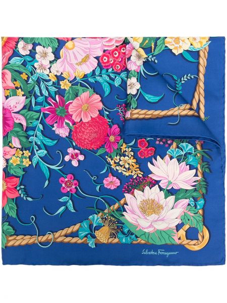 Pañuelo de flores con estampado Salvatore Ferragamo azul