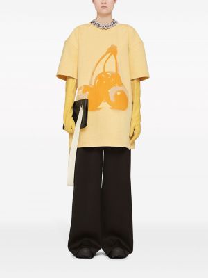 Oversized tričko s potiskem Jil Sander žluté