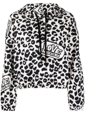 Leopard trykt hettegenser Love Moschino hvit