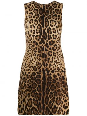 Vestido de tubo ajustado leopardo Dolce & Gabbana marrón