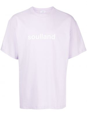 Памучна тениска с принт Soulland виолетово