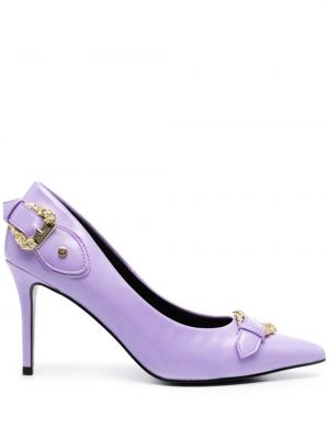 Полуотворени обувки с катарама Versace Jeans Couture виолетово