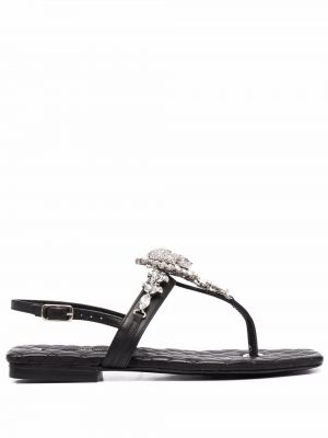 Usnjene sandali s kristali Philipp Plein črna