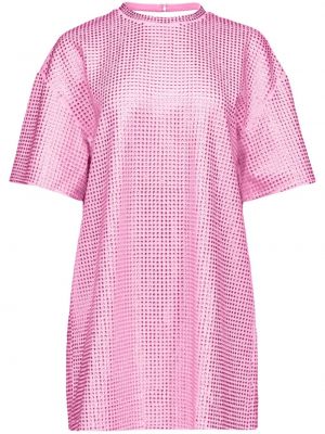 Koktel haljina s izrezom na leđima s kristalima Area ružičasta