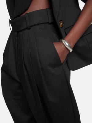 Plisované bavlnené nohavice s vysokým pásom Alexandre Vauthier čierna