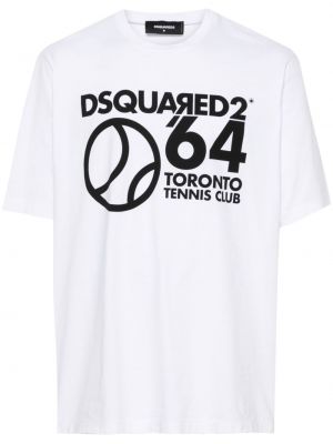 T-shirt en coton à imprimé Dsquared2 blanc