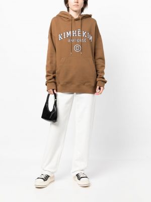 Siuvinėtas džemperis su gobtuvu Kimhekim ruda