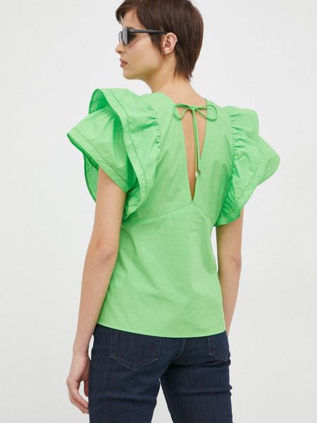 Однотонна бавовняна блуза Tommy Hilfiger зелена
