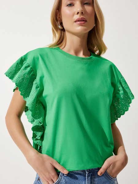 Плетена блуза Happiness İstanbul зелено