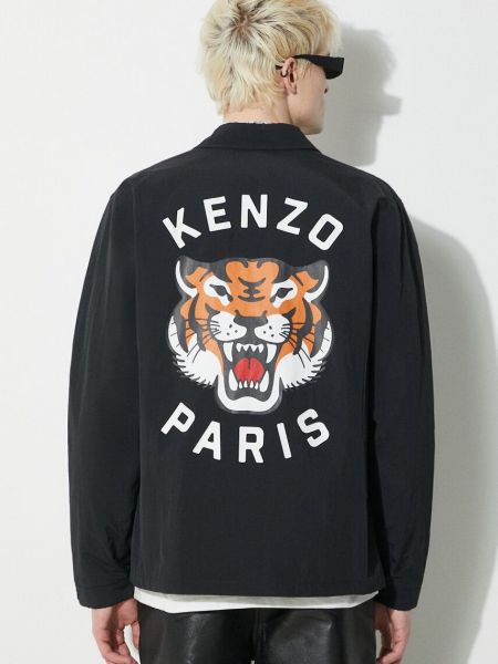 Черная тигровая демисезонная куртка Kenzo