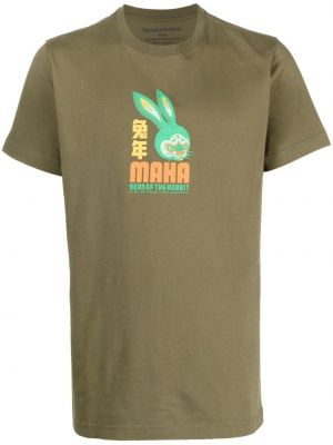Bavlněné tričko s potiskem Maharishi zelené
