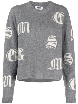Пуловер с кръгло деколте Msgm сиво