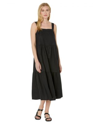 Льняное платье на бретельках Eileen Fisher черное