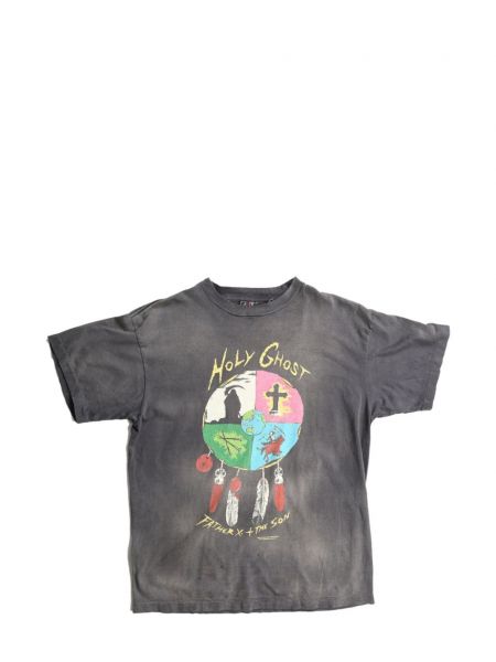 Βαμβακερή μπλούζα με σχέδιο Saint Mxxxxxx μαύρο