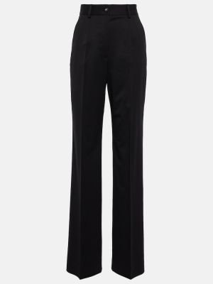 Vlněné kalhoty s vysokým pasem relaxed fit Dolce&gabbana černé