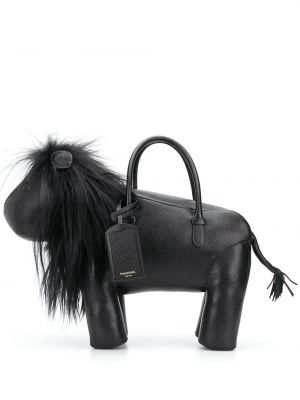 Δερμάτινη τσάντα shopper Thom Browne μαύρο