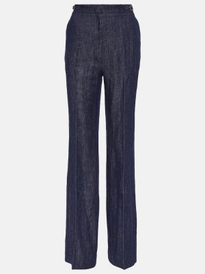 Pantalones de lino bootcut Gabriela Hearst azul